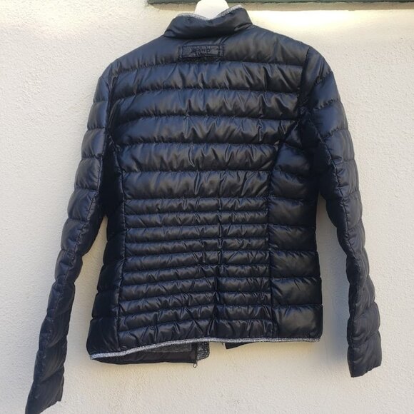 5/$100 SALE - SAND Lightweight Packable Down Black  Puffer Coat Metallic Trim - Picture 5 of 8